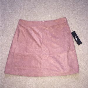 Suede Nude Pink Mini Skirt